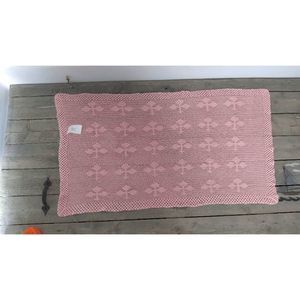 Vintage Handmade Crochet pink baby blanket - Cradle Blanket - Baby Rattles patte